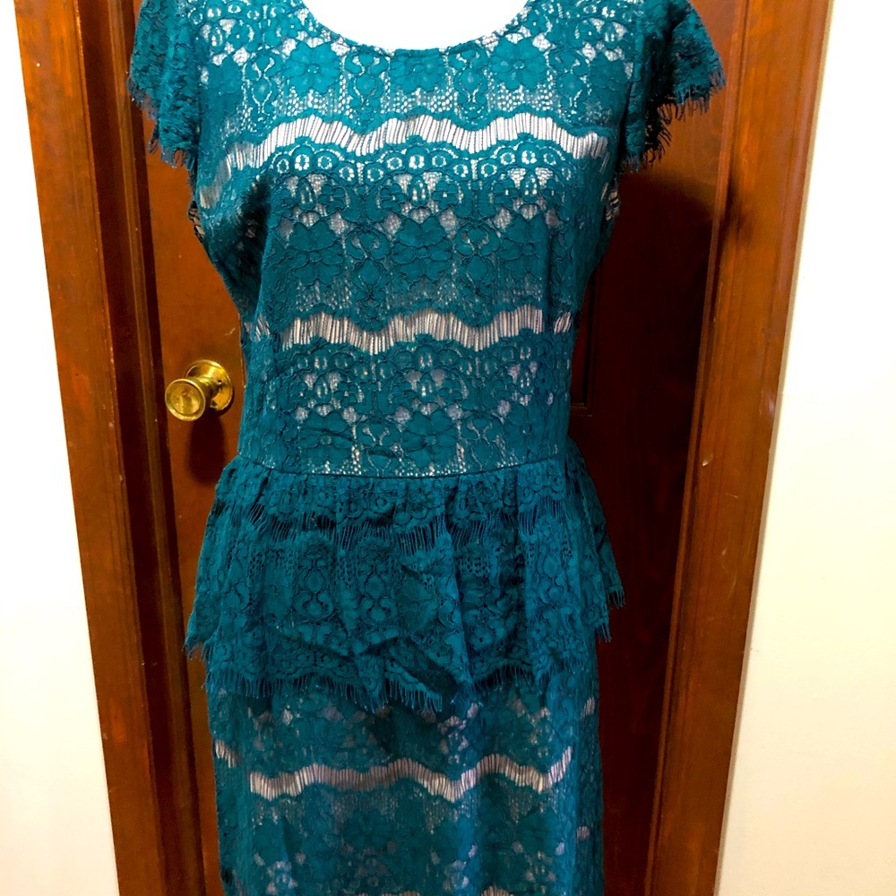 Maeve peplum lace dress